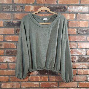 Wasabi + Mint Balloon Sleeve Scoop Neck Sweater Lightweight Casual Women's L